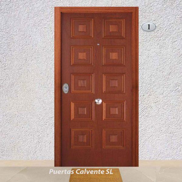 Puerta Acorazada Sapelly Cerradura 5P 10 cuadros Serie 4B