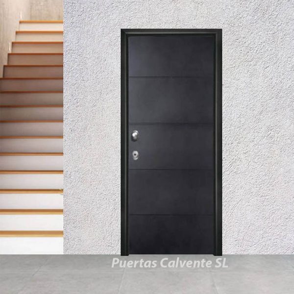 Puerta Acorazada FS60 - Puerta Acorazada F60 Grado 3 Cortafuegos - Puerta Acorazada Noir Sable 4 Rayas
