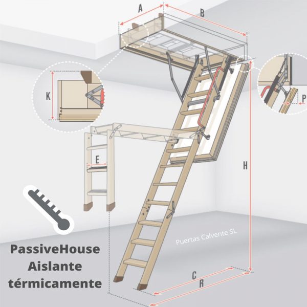 Escalera Techo LWT Aislante Passive House Fakro