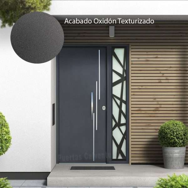 Puerta Exterior Entrada Blindada Metálica de Seguridad Camelia-FM OXIDÓN texturizada - Puertas Calvente