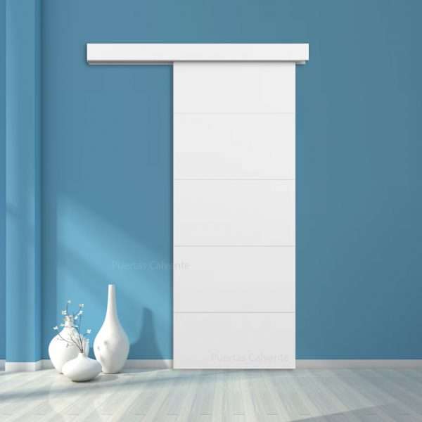 Puerta Corredera Blanca 4 rayas - Puertas Calvente